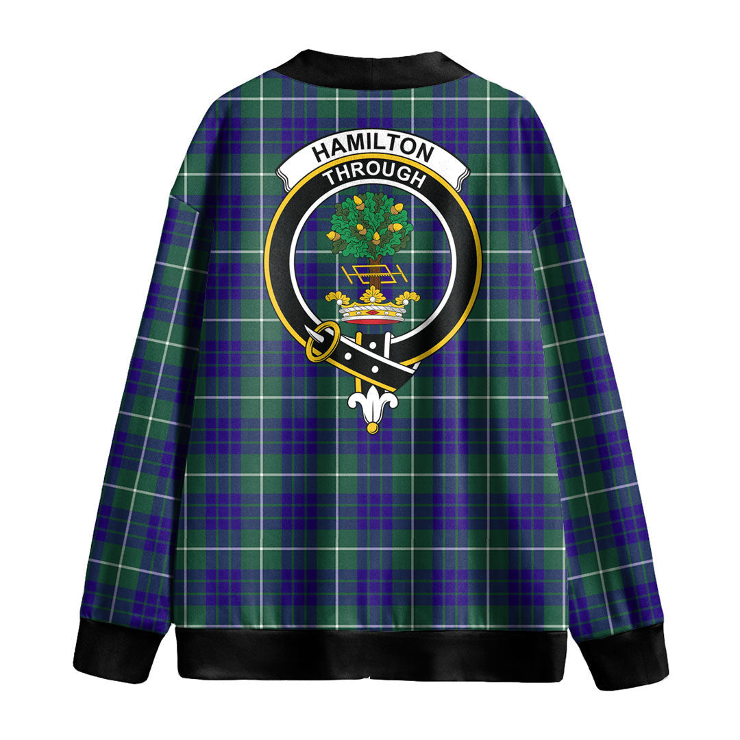 Hamilton Hunting Modern Tartan Crest Knitted Fleece Cardigan