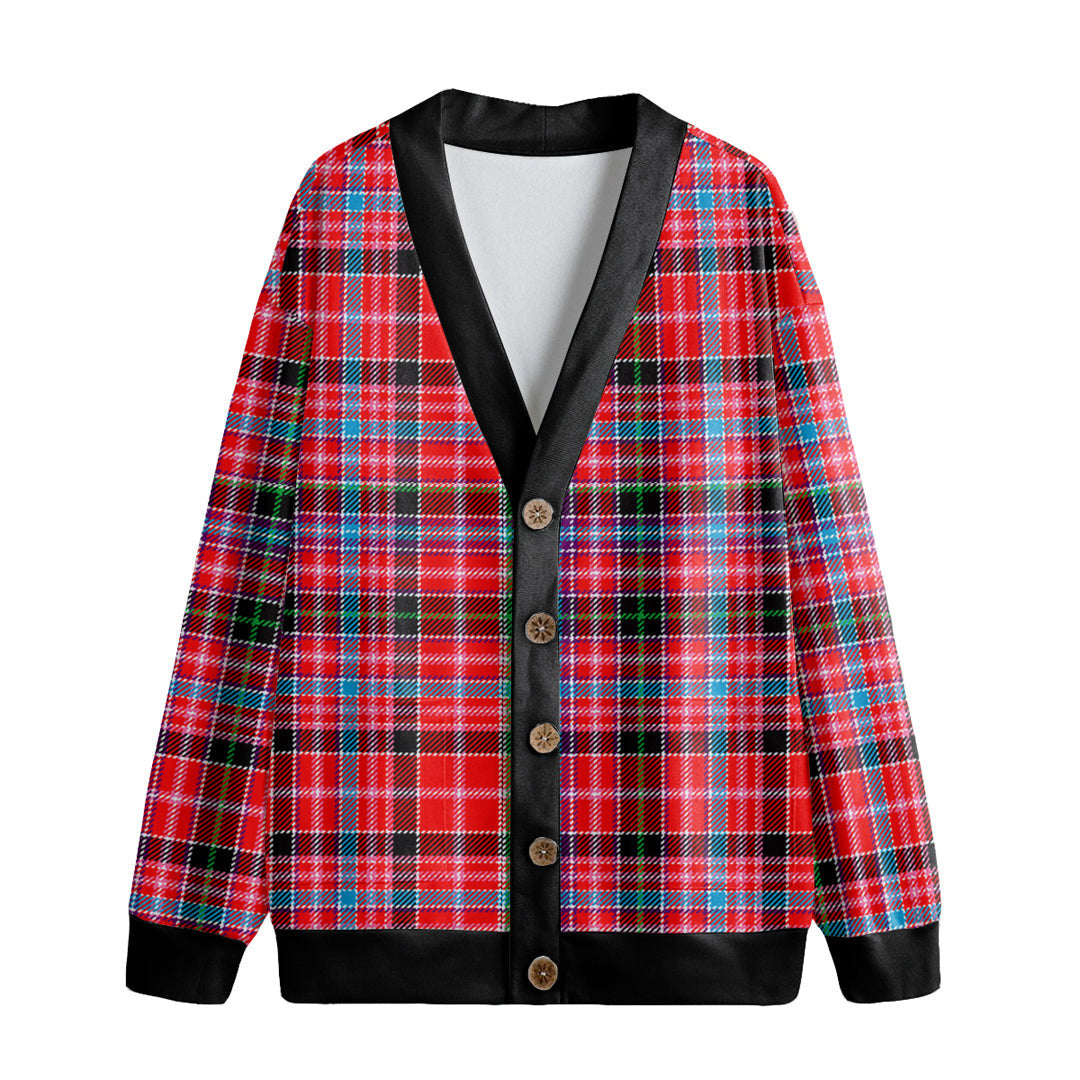 Aberdeen District Tartan Plaid Knitted Fleece Cardigan