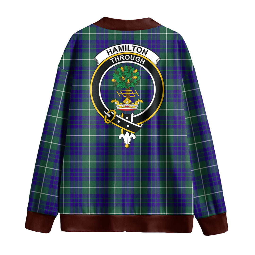 Hamilton Hunting Modern Tartan Crest Knitted Fleece Cardigan