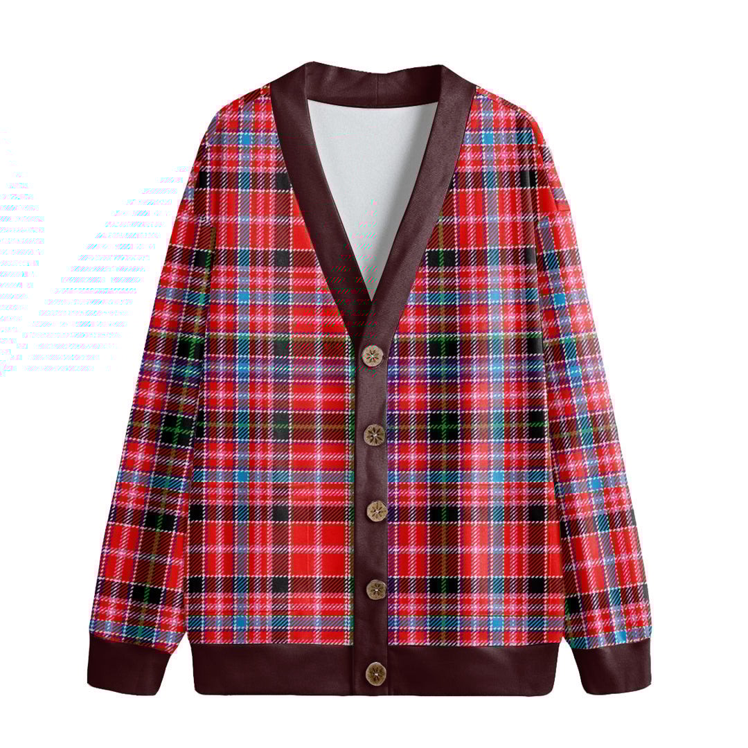 Aberdeen District Tartan Plaid Knitted Fleece Cardigan
