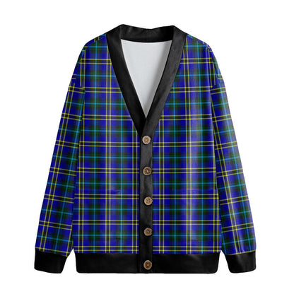 Weir Modern Tartan Plaid Knitted Fleece Cardigan