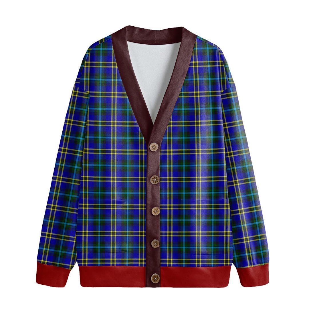 Weir Modern Tartan Plaid Knitted Fleece Cardigan