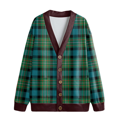 FERGUSON ANCIENT Tartan Plaid Knitted Fleece Cardigan