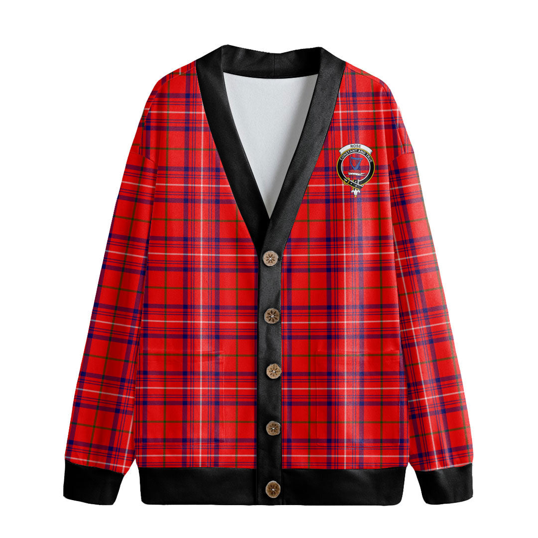 Rose Modern Tartan Crest Knitted Fleece Cardigan