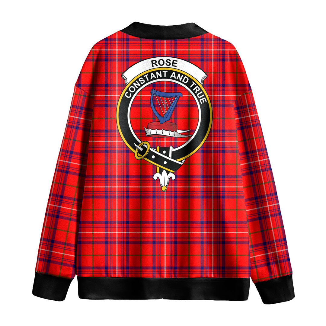 Rose Modern Tartan Crest Knitted Fleece Cardigan