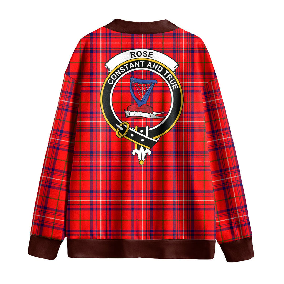 Rose Modern Tartan Crest Knitted Fleece Cardigan