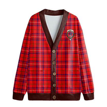 Rose Modern Tartan Crest Knitted Fleece Cardigan