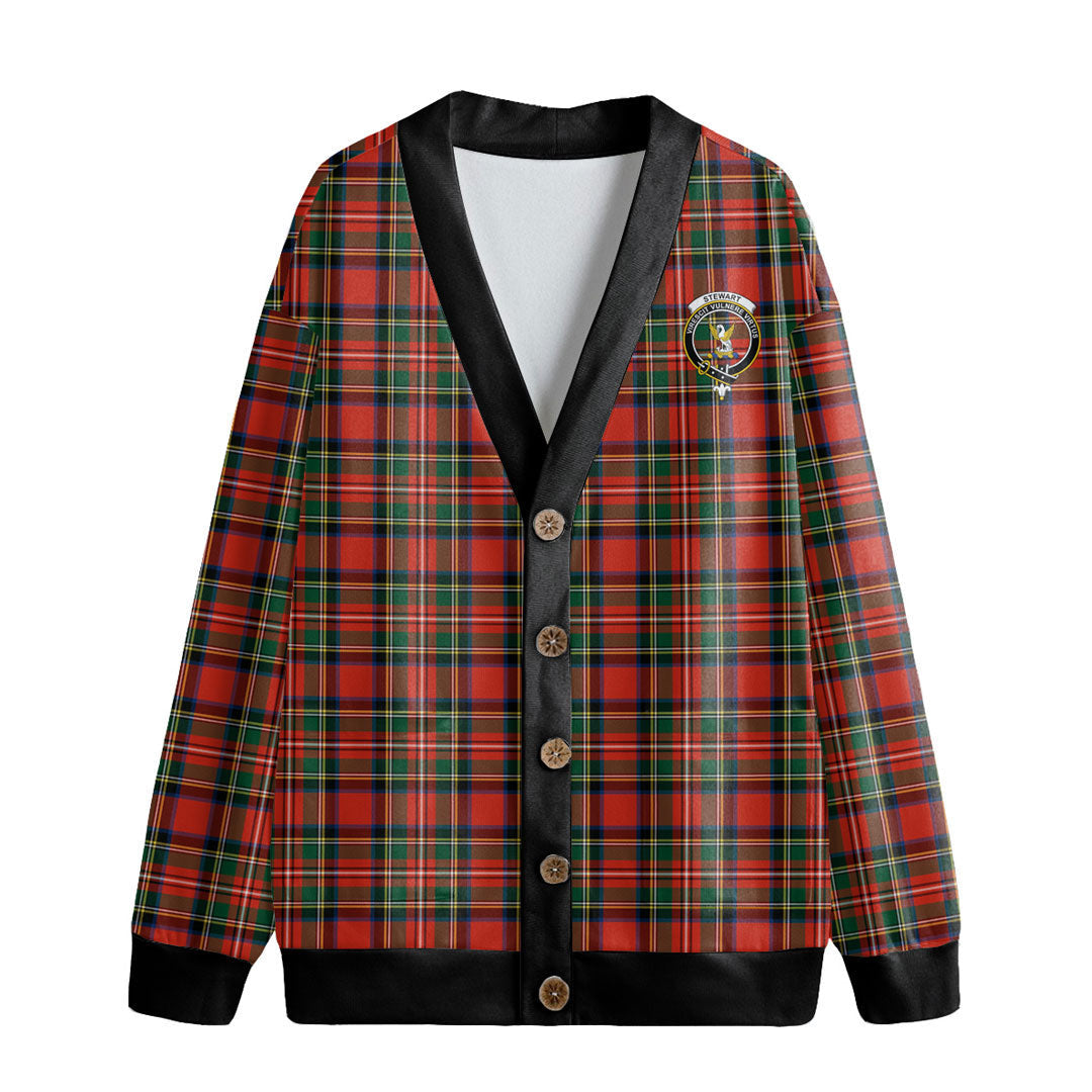 Stewart Royal Modern Tartan Crest Knitted Fleece Cardigan