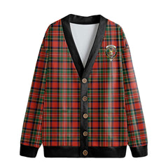 Stewart Royal Modern Tartan Crest Knitted Fleece Cardigan