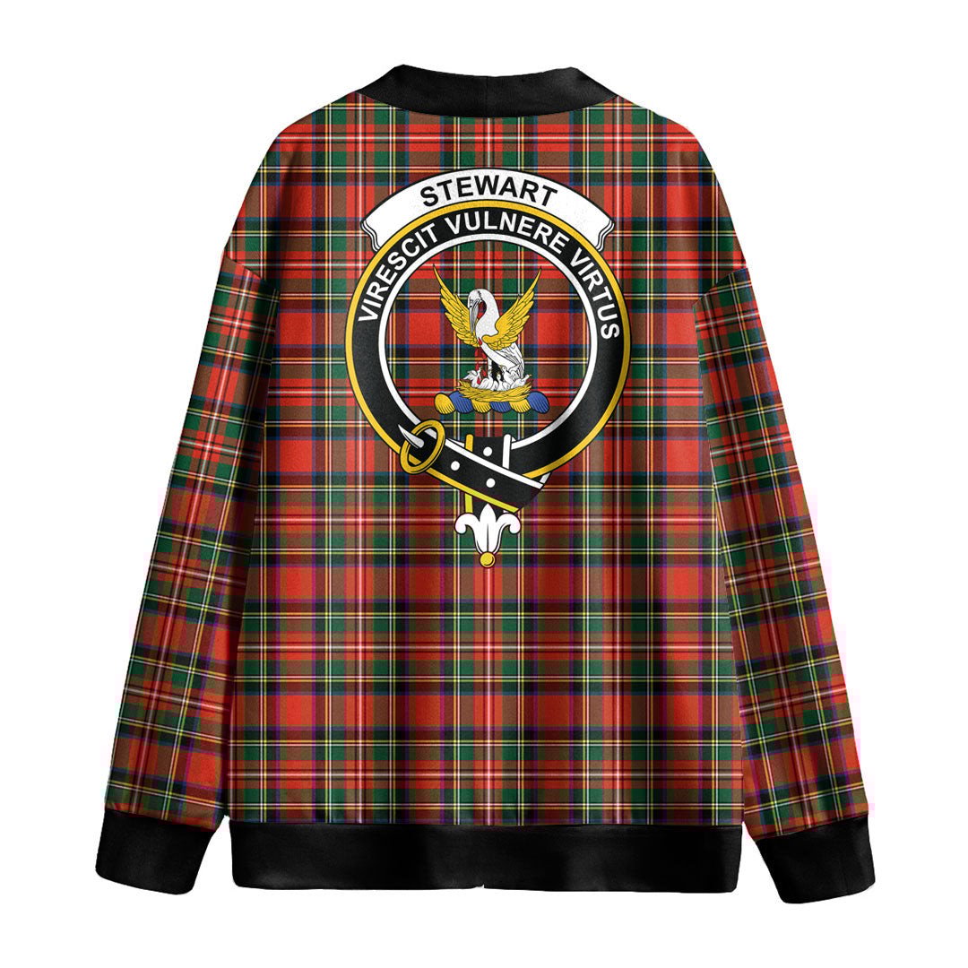 Stewart Royal Modern Tartan Crest Knitted Fleece Cardigan