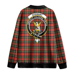 Stewart Royal Modern Tartan Crest Knitted Fleece Cardigan