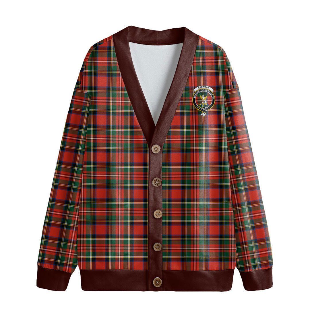 Stewart Royal Modern Tartan Crest Knitted Fleece Cardigan