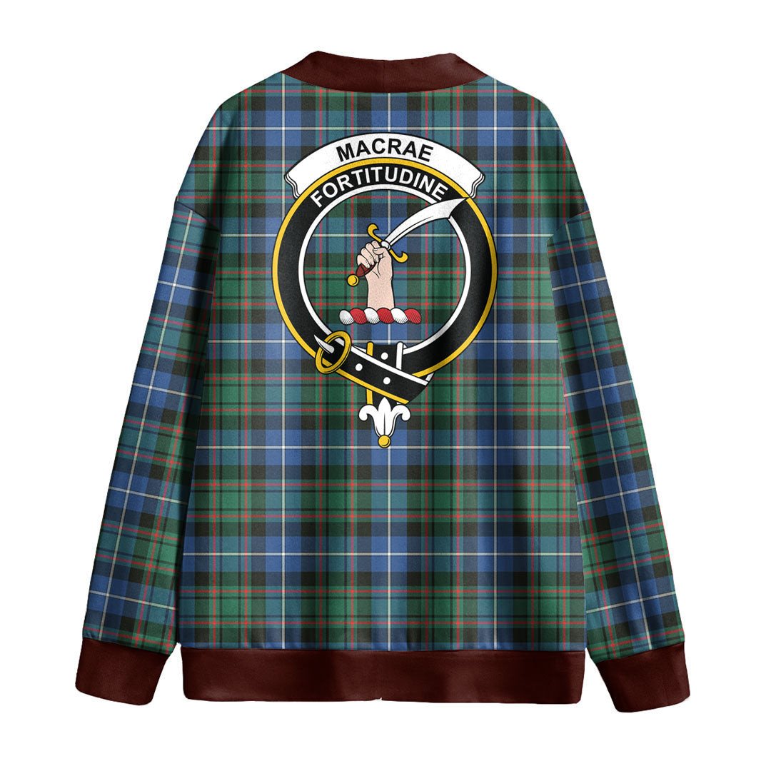 MacRae Hunting Ancient Tartan Crest Knitted Fleece Cardigan