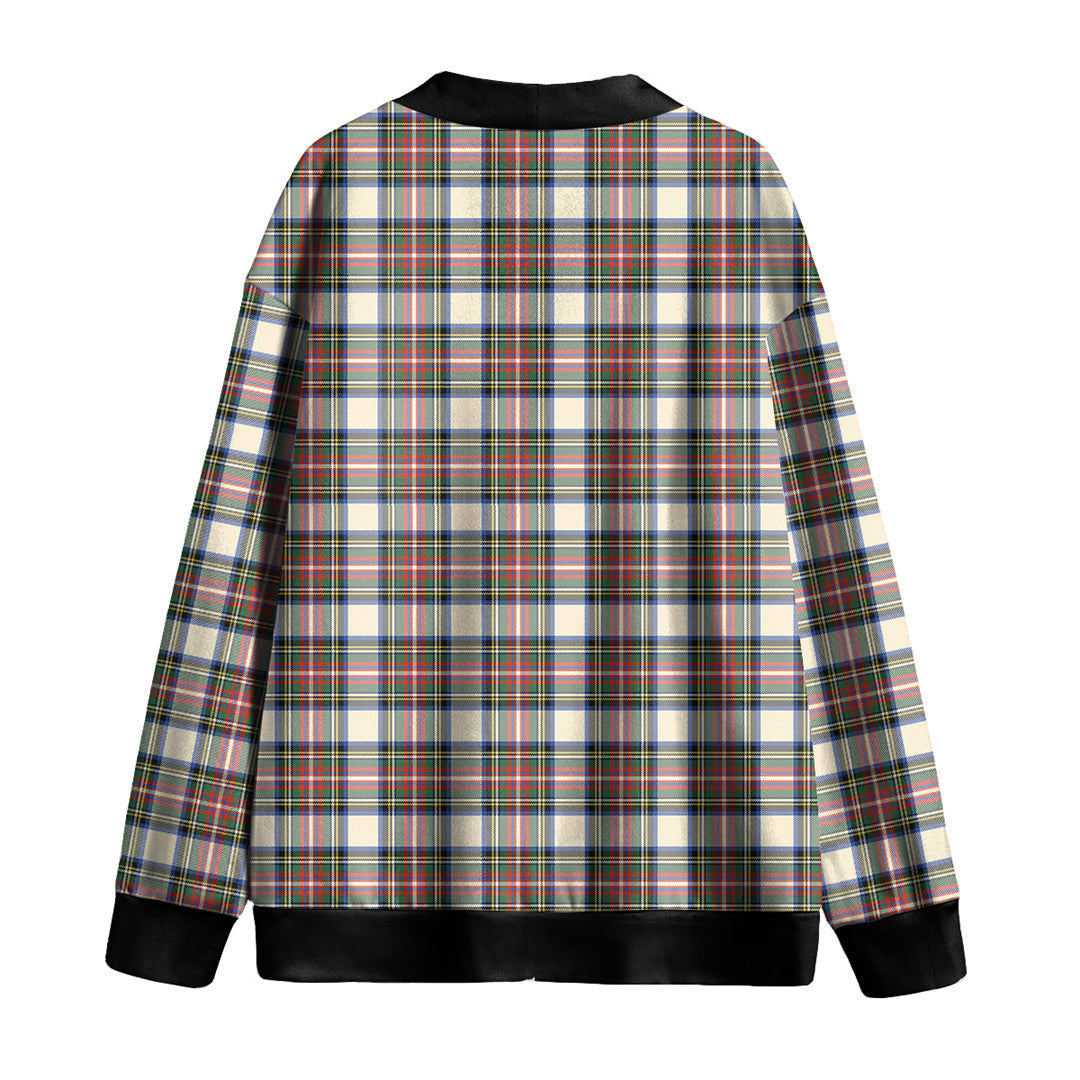 Stewart Dress Ancient Tartan Plaid Knitted Fleece Cardigan