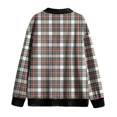 Stewart Dress Ancient Tartan Plaid Knitted Fleece Cardigan