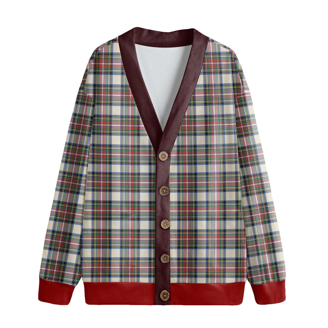 Stewart Dress Ancient Tartan Plaid Knitted Fleece Cardigan