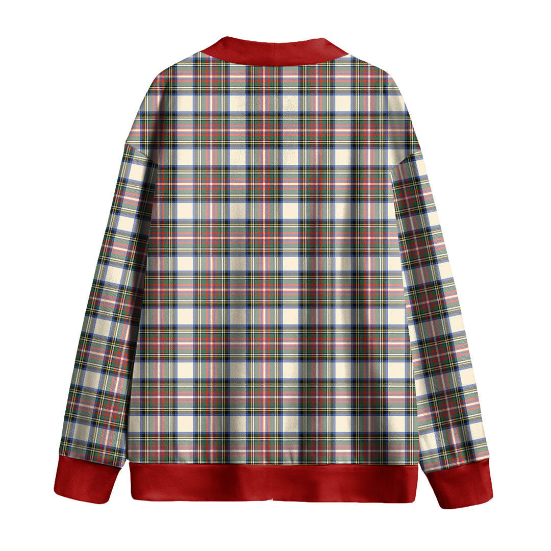Stewart Dress Ancient Tartan Plaid Knitted Fleece Cardigan