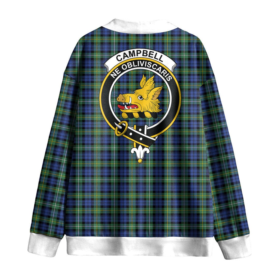 Campbell Argyll Ancient Tartan Crest Knitted Fleece Cardigan