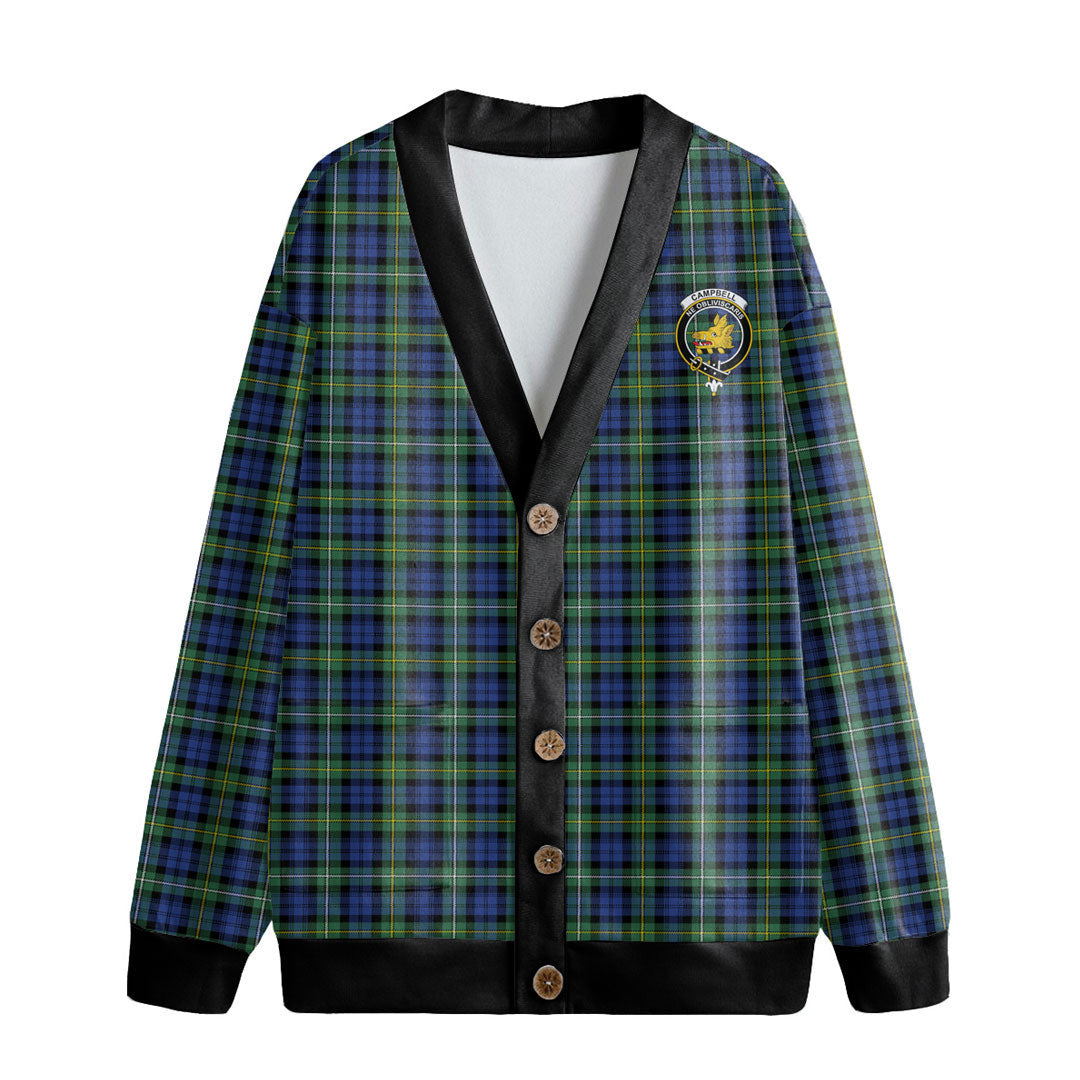 Campbell Argyll Ancient Tartan Crest Knitted Fleece Cardigan