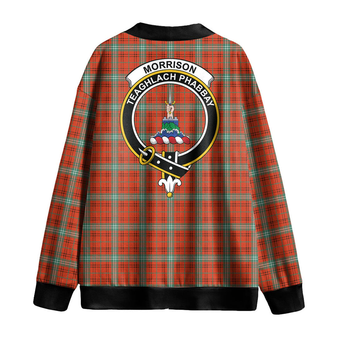 Morrison Red Ancient Tartan Crest Knitted Fleece Cardigan