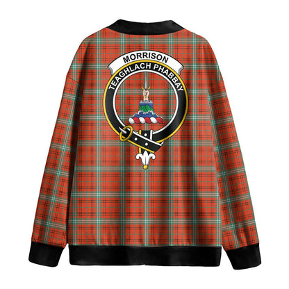 Morrison Red Ancient Tartan Crest Knitted Fleece Cardigan