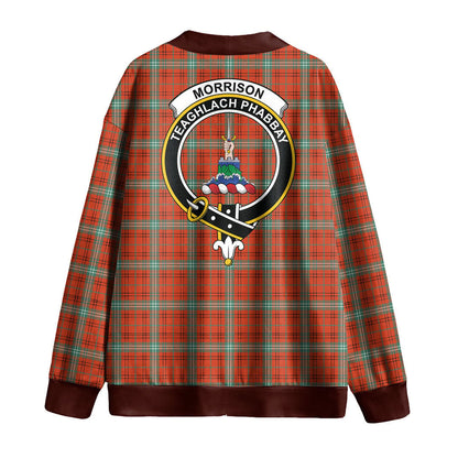 Morrison Red Ancient Tartan Crest Knitted Fleece Cardigan