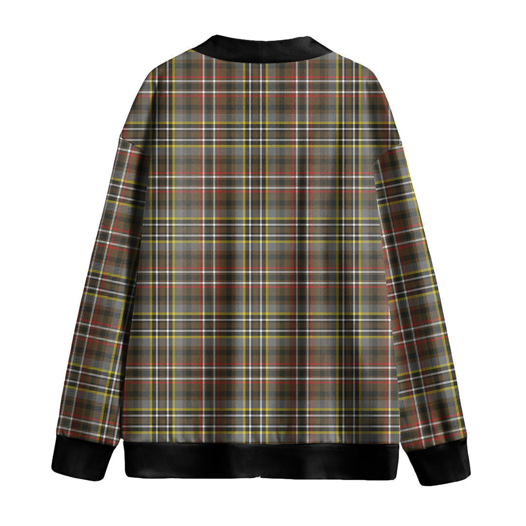 SCOTT GREEN WEATHERED Tartan Plaid Knitted Fleece Cardigan