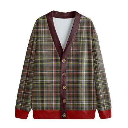 SCOTT GREEN WEATHERED Tartan Plaid Knitted Fleece Cardigan