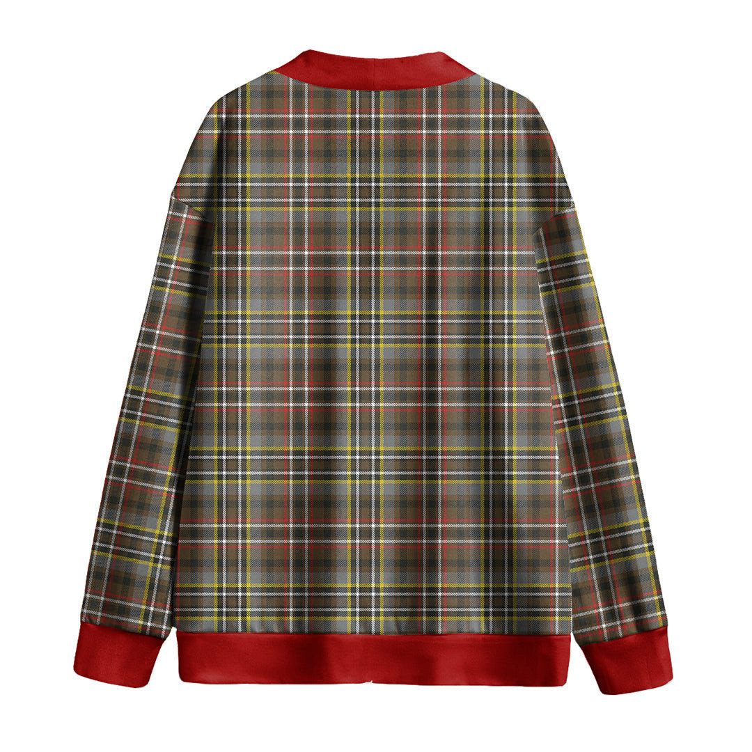 SCOTT GREEN WEATHERED Tartan Plaid Knitted Fleece Cardigan