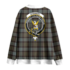 Stewart Old Weathered Tartan Crest Knitted Fleece Cardigan