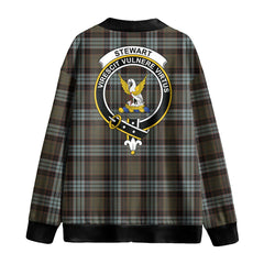 Stewart Old Weathered Tartan Crest Knitted Fleece Cardigan