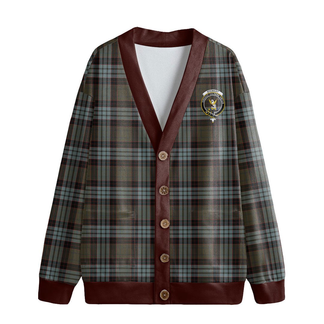 Stewart Old Weathered Tartan Crest Knitted Fleece Cardigan