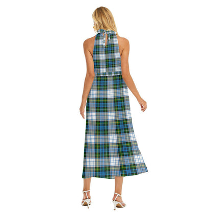 Campbell Dress Tartan Plaid Wrap Hem Belted Halter Dress