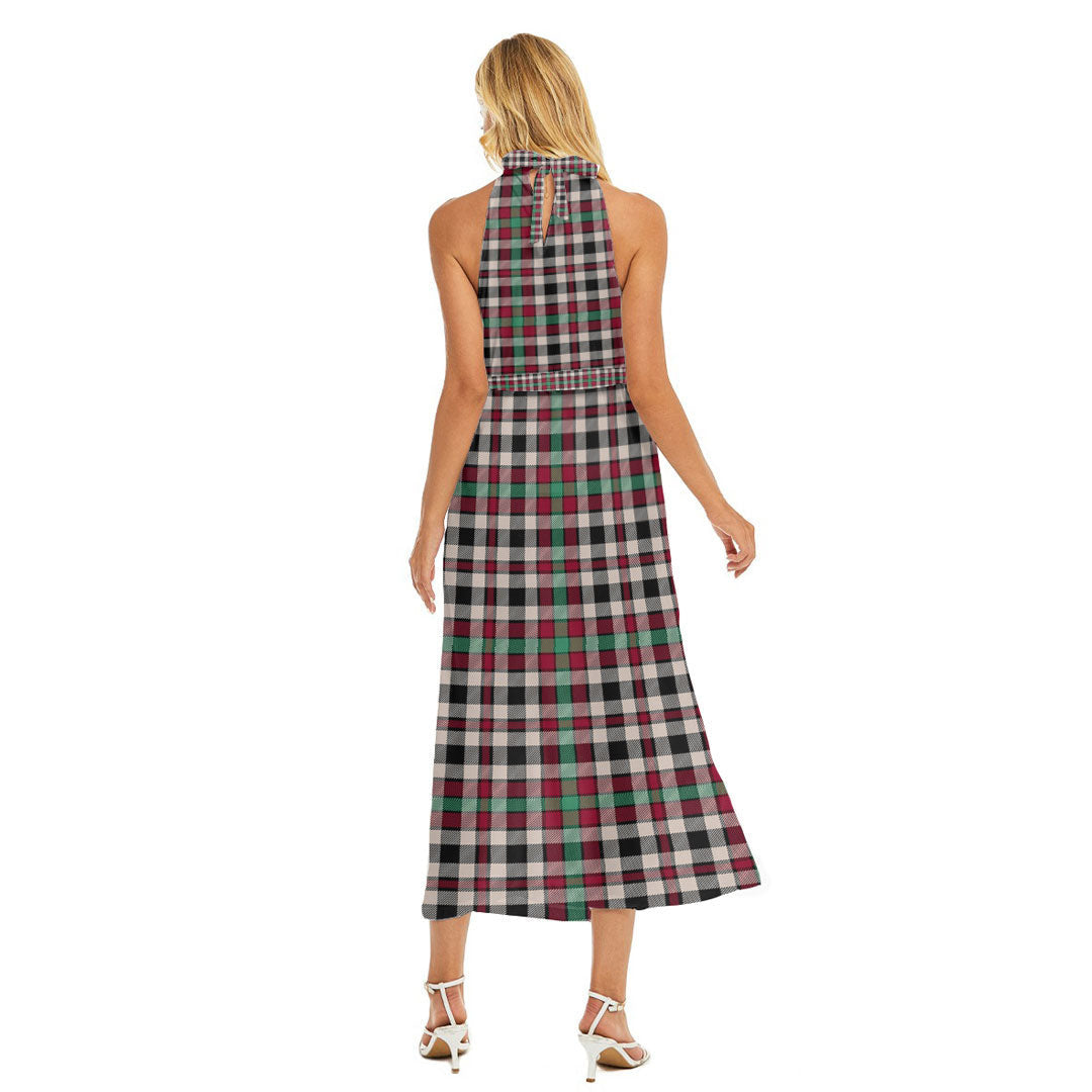 Borthwick Dress Ancient Tartan Plaid Wrap Hem Belted Halter Dress