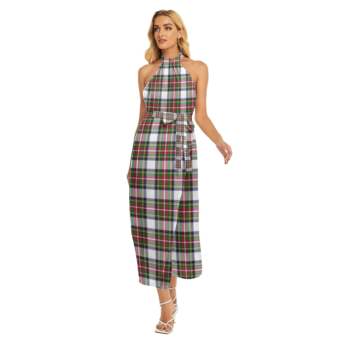 Stewart Dress Modern Tartan Plaid Wrap Hem Belted Halter Dress