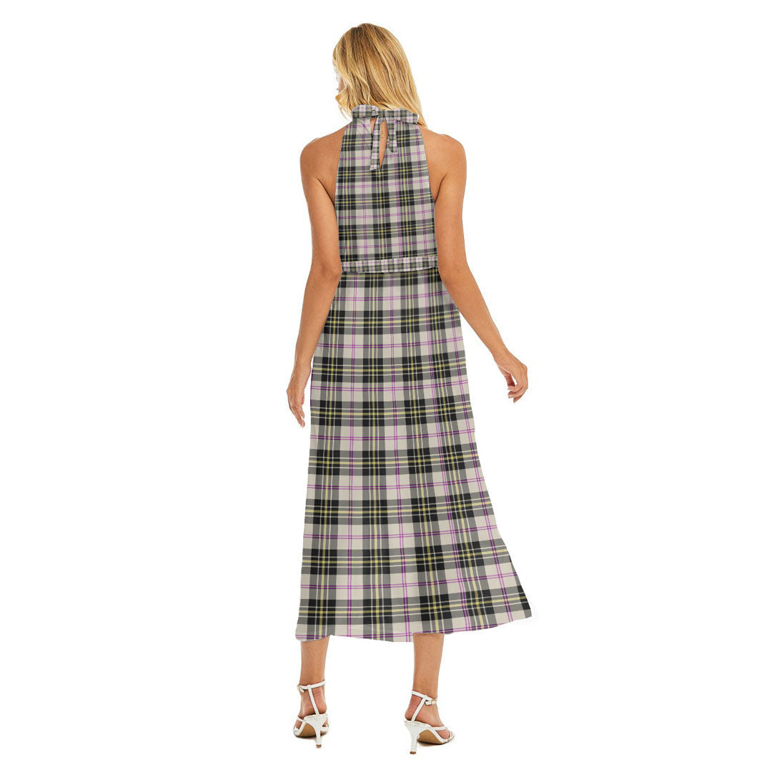 MacPherson Dress Ancient Tartan Crest Wrap Hem Belted Halter Dress