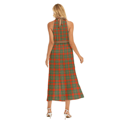 MacGregor Ancient Tartan Crest Wrap Hem Belted Halter Dress