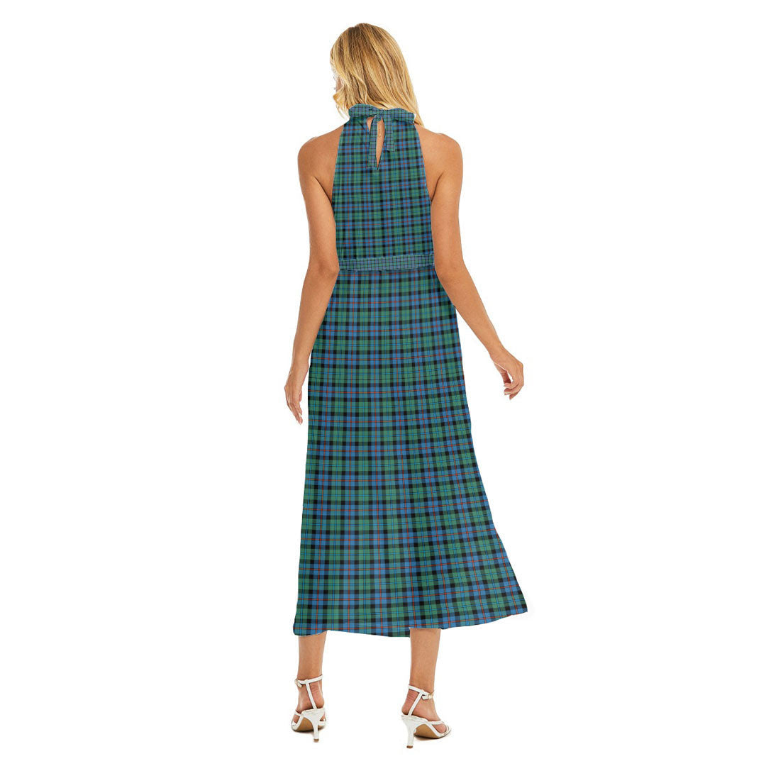 Campbell of Cawdor Ancient Tartan Crest Wrap Hem Belted Halter Dress