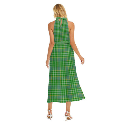 Currie Tartan Plaid Wrap Hem Belted Halter Dress