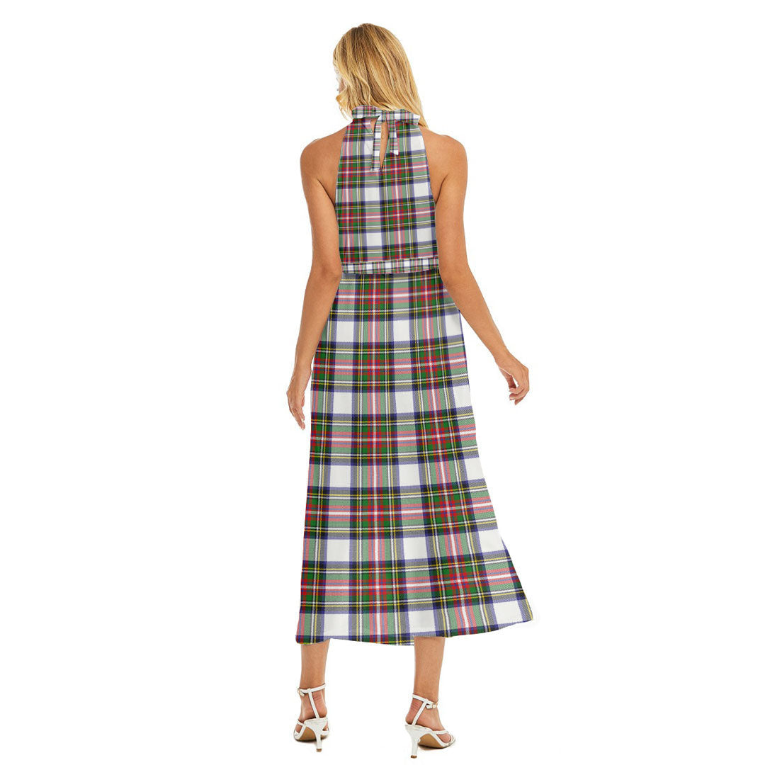 Stewart Dress Modern Tartan Plaid Wrap Hem Belted Halter Dress