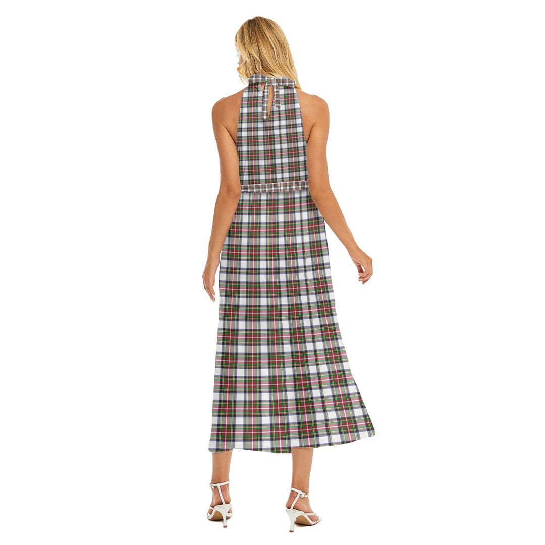 Stewart Dress Modern Tartan Crest Wrap Hem Belted Halter Dress