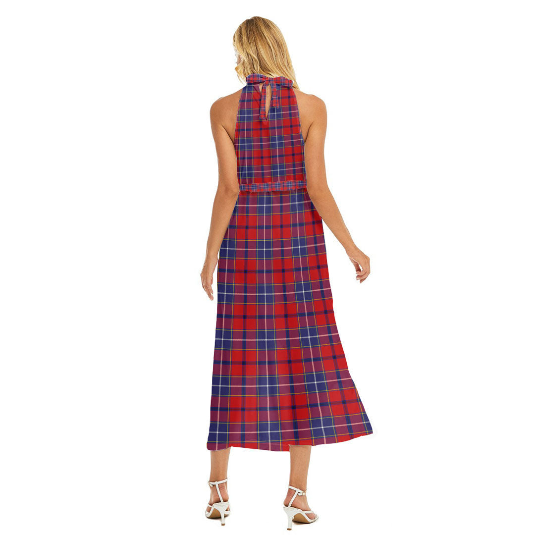 Wishart Dress Tartan Plaid Wrap Hem Belted Halter Dress