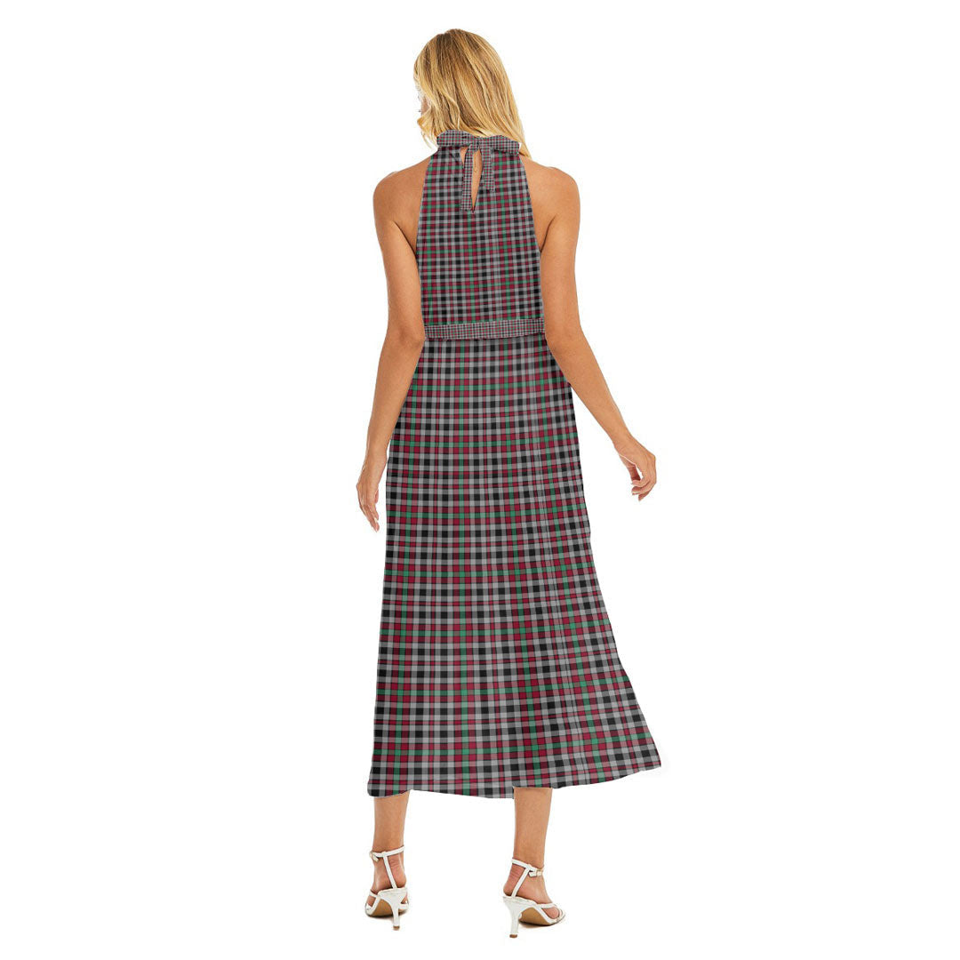 Borthwick Ancient Tartan Crest Wrap Hem Belted Halter Dress