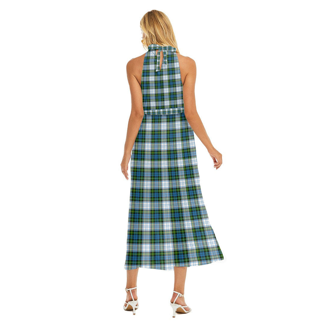 Campbell Dress Tartan Crest Wrap Hem Belted Halter Dress