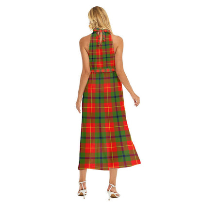 Turnbull Dress Tartan Plaid Wrap Hem Belted Halter Dress