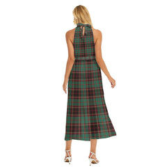 Buchan Ancient Tartan Plaid Wrap Hem Belted Halter Dress