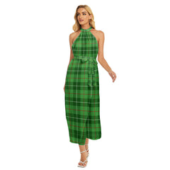 Galloway District Tartan Plaid Wrap Hem Belted Halter Dress