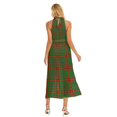 Fulton Tartan Plaid Wrap Hem Belted Halter Dress