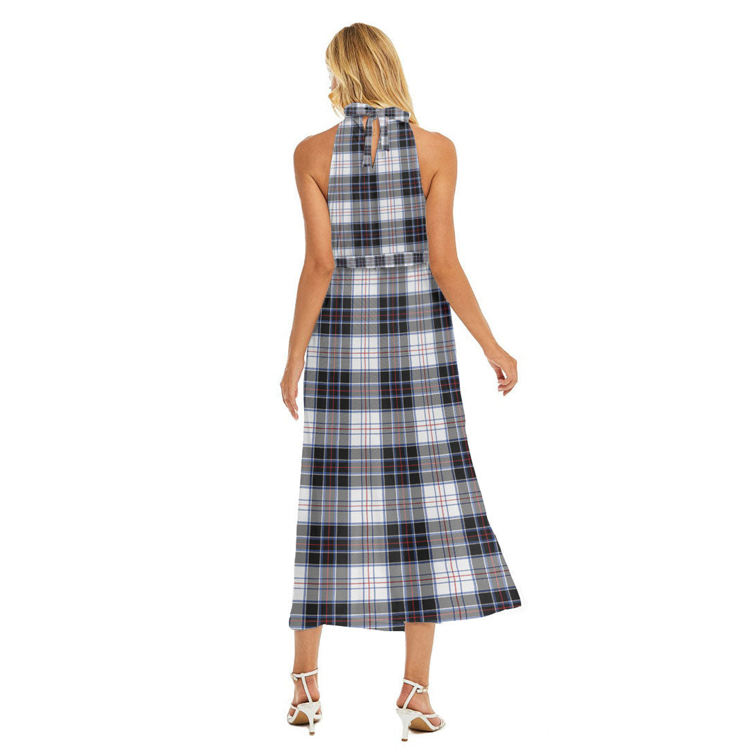 MacRae Dress Modern Tartan Plaid Wrap Hem Belted Halter Dress