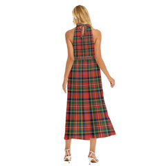 Stewart Royal Modern Tartan Plaid Wrap Hem Belted Halter Dress